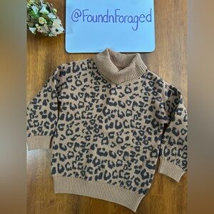 GAP Leopard Turtleneck Sweater | Cozy Chunky Knit | Toddler Girl 3T